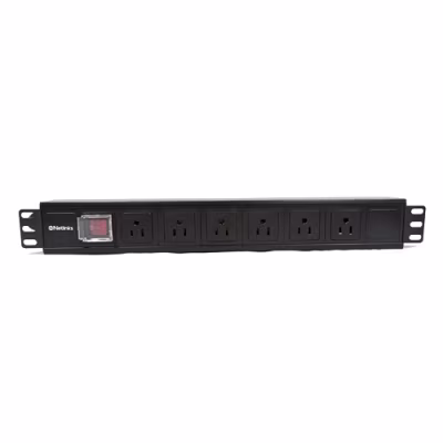 PDU basico de energia con 6 tomas NEMA 5-15R Rackeable NETLINK / Input: 110Vac ,15A-1650W / Output: 110Vca