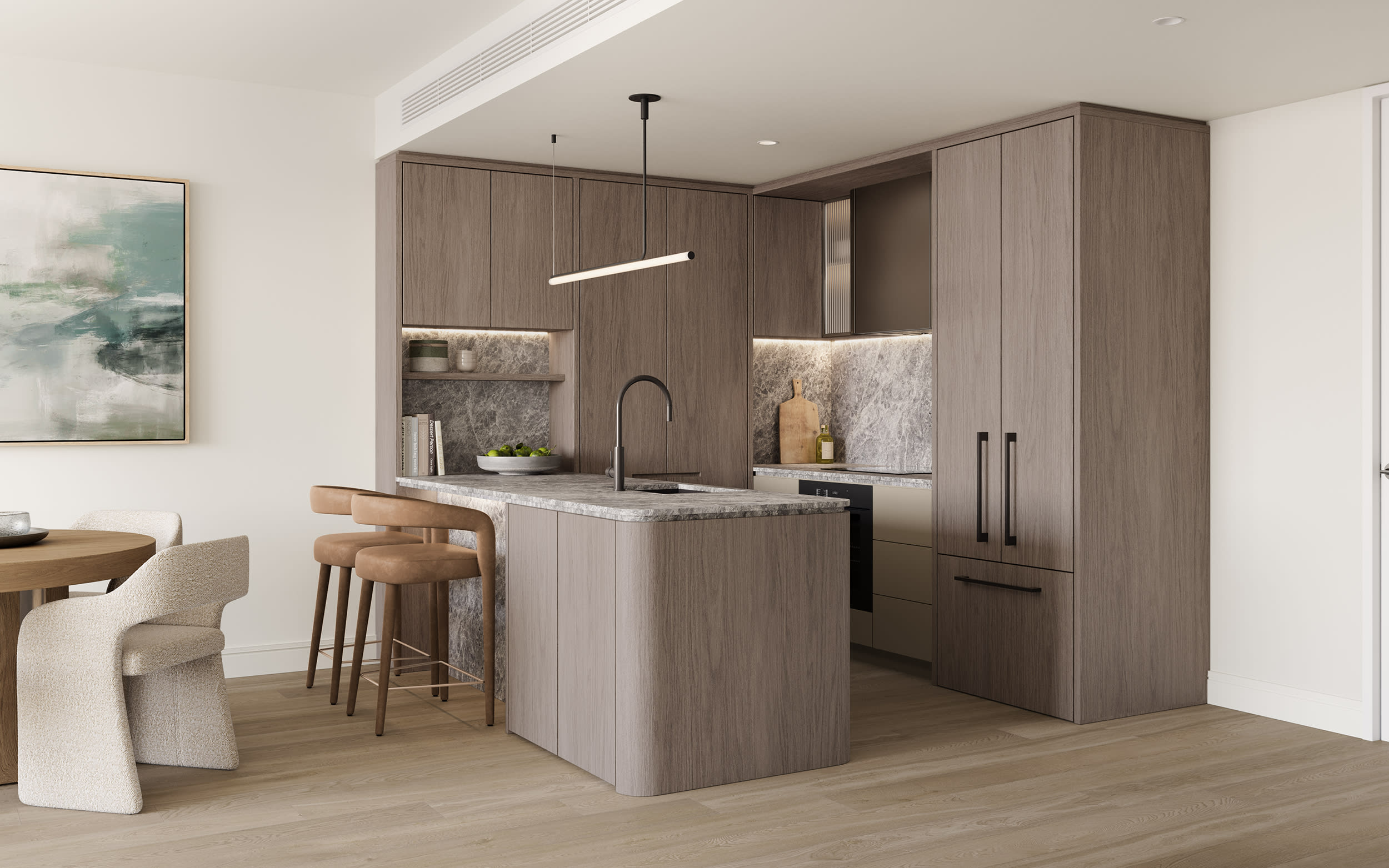 S05 Standard Kitchen C Shape 2600 Dark Up 2K