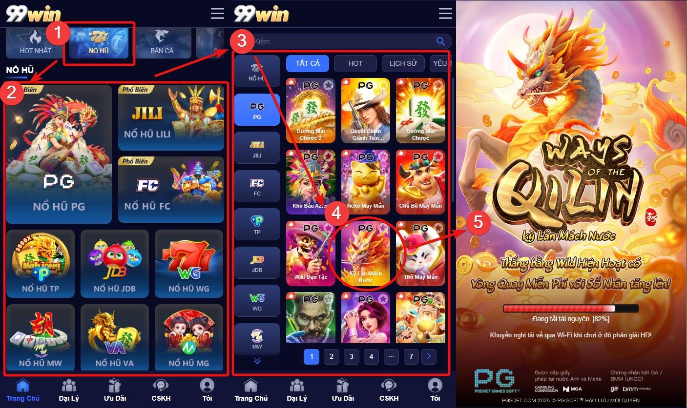 Danh sách các trò chơi slot tại sảnh PG của nhà cái 99win