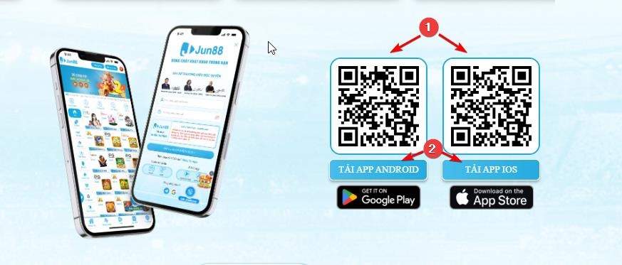 Mã QR code tải app JUN88 cho điện thoại Android và iOS