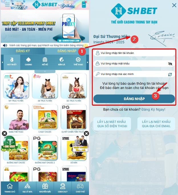Hướng dẫn các bước đăng nhập vào SHBET trên điện thoại