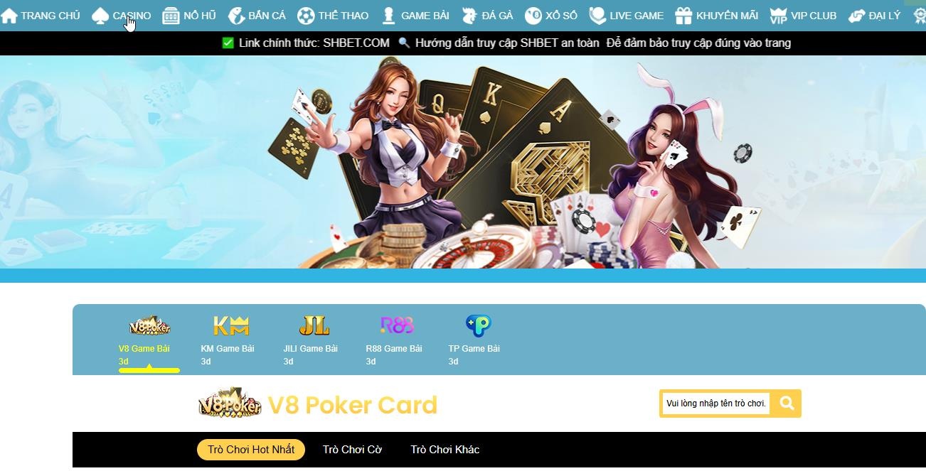 Các sảnh game bài đổi thưởng nổi bật có mặt tại nhà cái SHBET