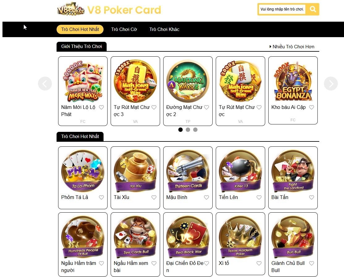 Giới thiệu sảnh V8 Poker tại SHBET với các game bài dân gian