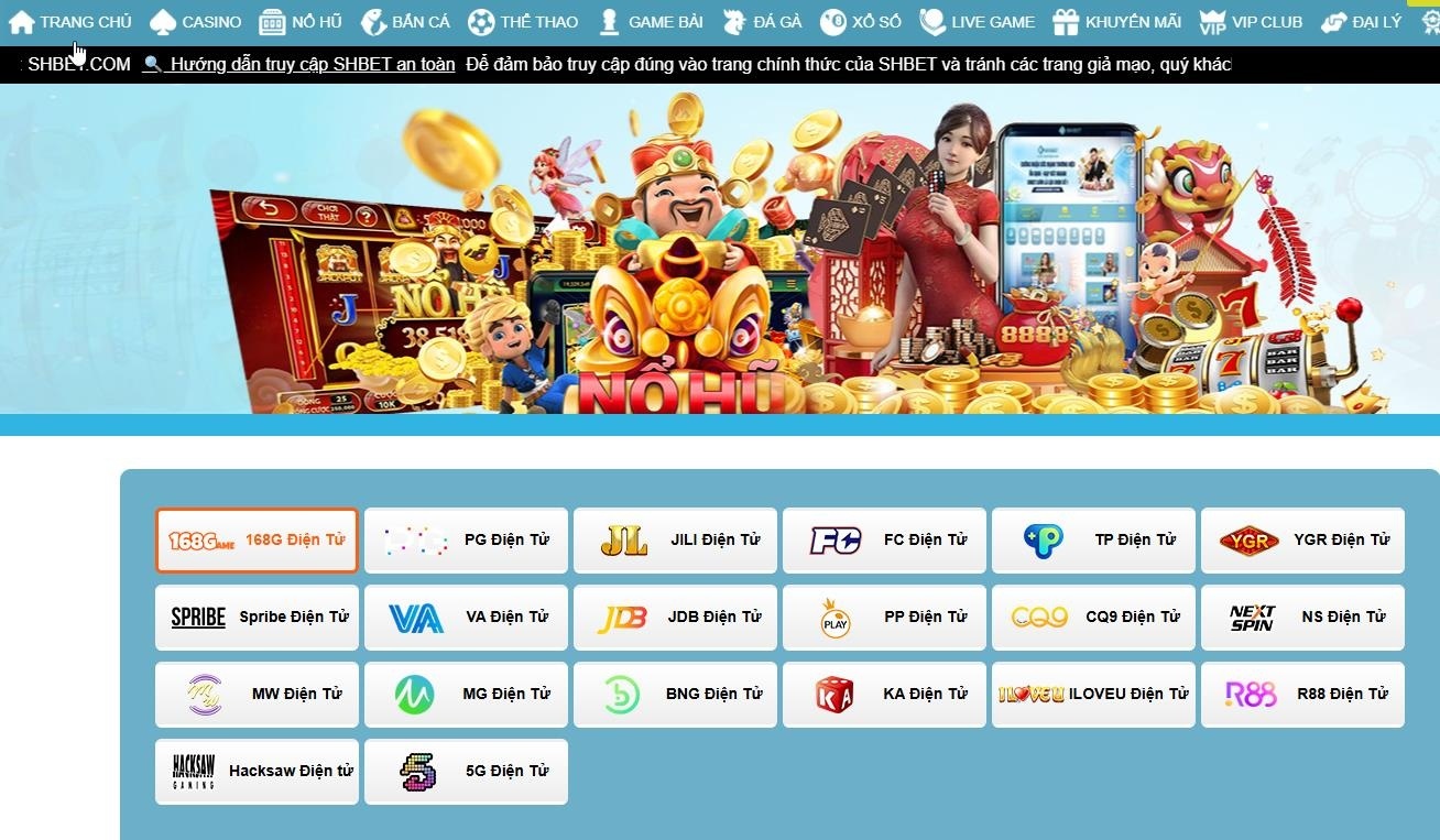 Danh sách các sảnh game nổ hũ uy tín có mặt tại SHBET