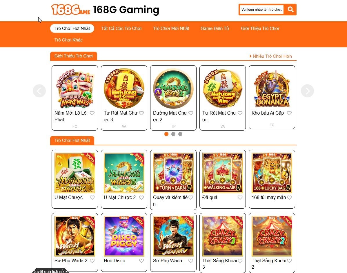 Bước 2 - Lựa chọn sảnh game 168 Gaming tại Nổ Hũ SHBET