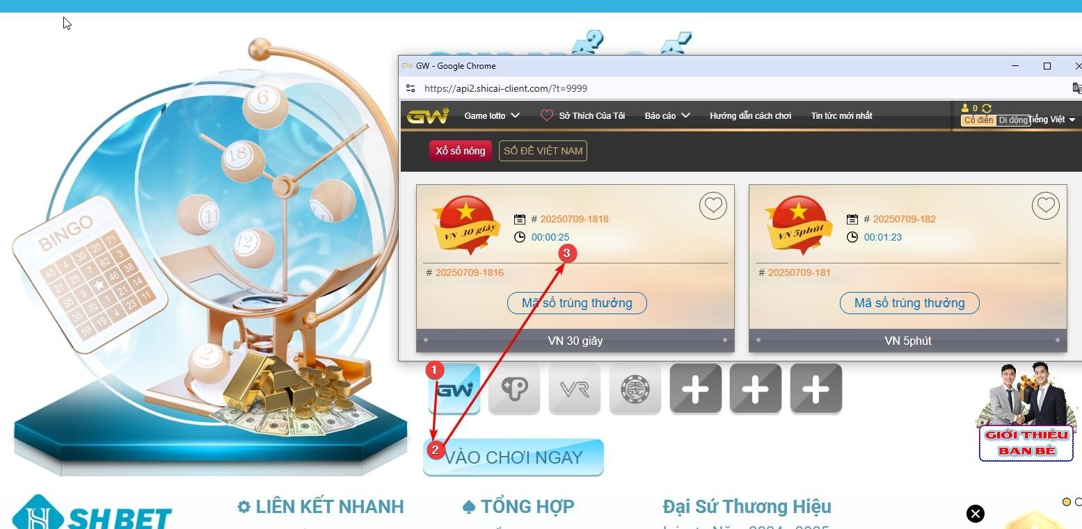 Minh họa bước 1 truy cập vào mục Xổ Số trên trang chủ SHBET