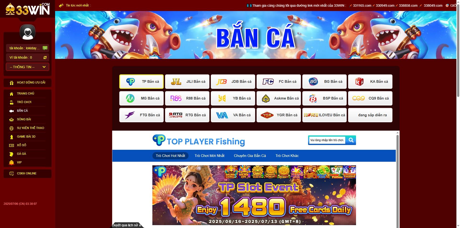 Lựa chọn sảnh game Bắn cá 33WIN yêu thích