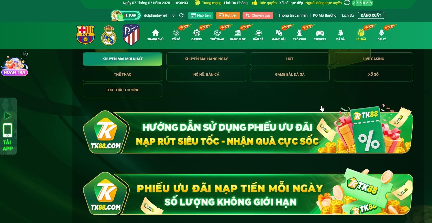 Danh sách các chương trình khuyến mãi TK88 hấp dẫn đang diễn ra
