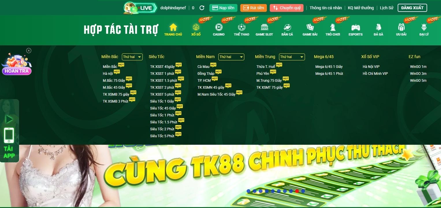 Tổng quan các sảnh cược tại xổ số TK88