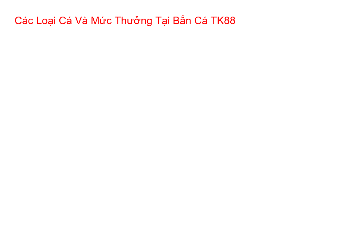 Bảng phân loại các loại cá và mức thưởng trong game bắn cá TK88