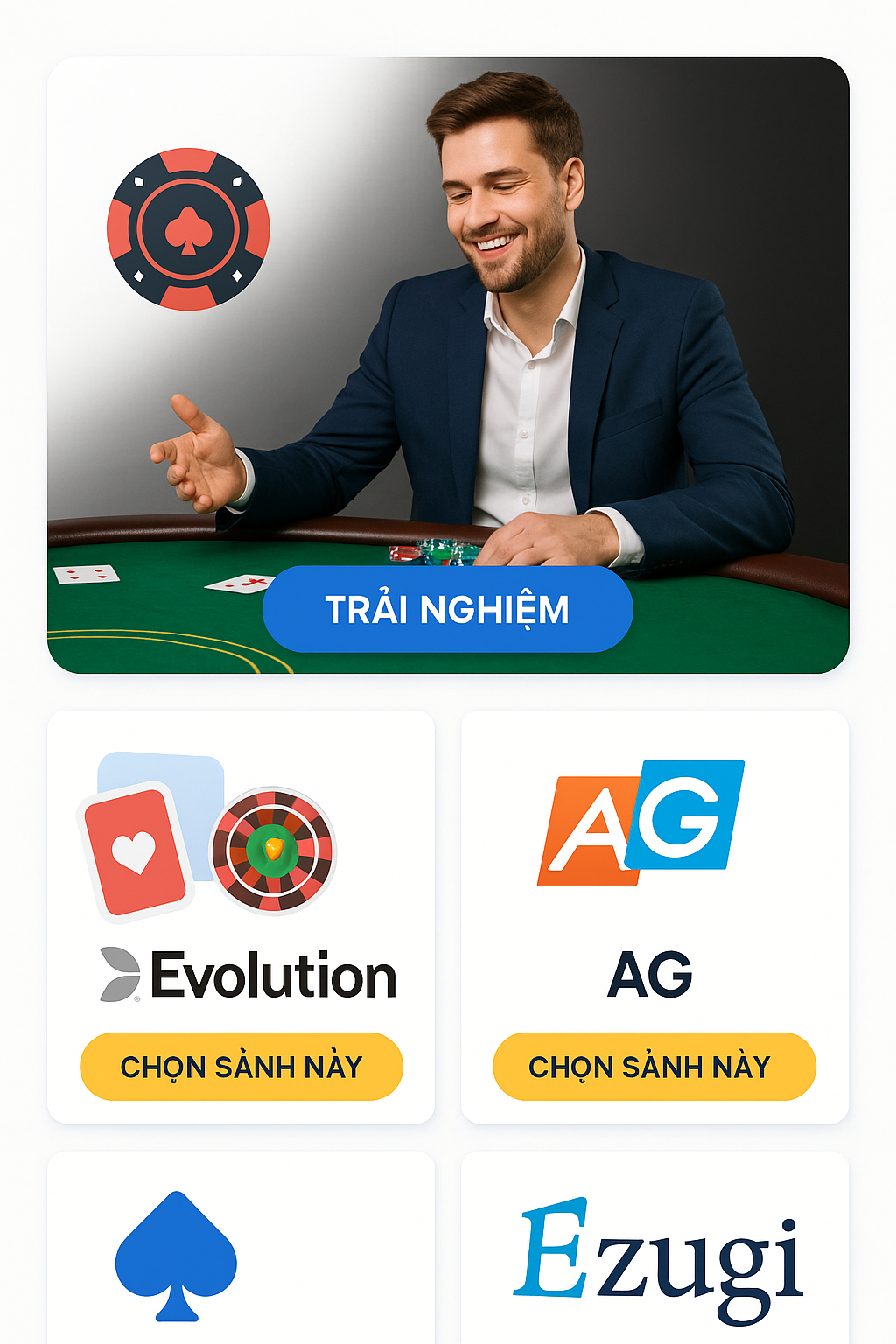 Các sảnh casino trực tuyến tại Gi8 Giao diện tổng hợp các sảnh live casino tại nhà cái Gi8