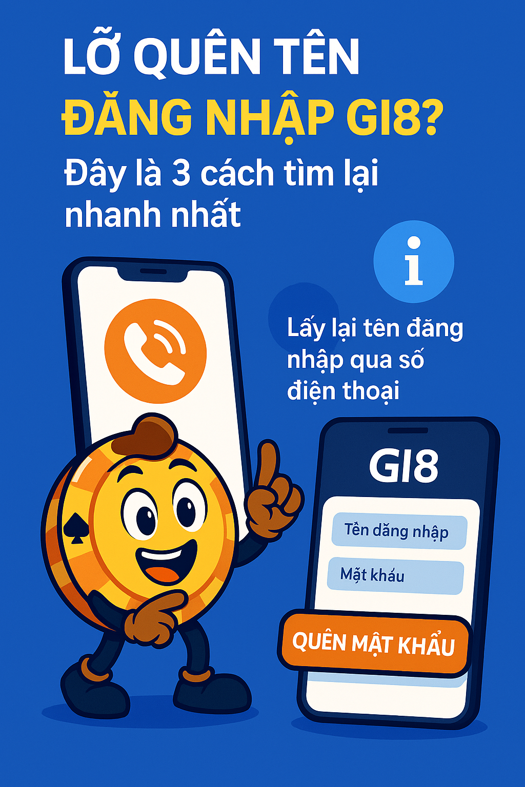 Nút Quên mật khẩu trên giao diện đăng nhập Gi8