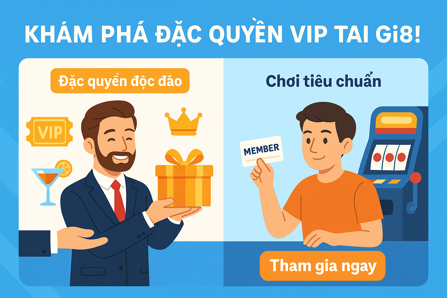 Sự khác biệt giữa khách hàng VIP Gi8 và khách hàng thường Một người chơi VIP Gi8 đang nhận đặc quyền vượt trội so với người chơi thường