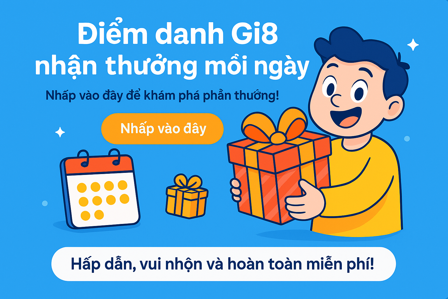 Điểm danh Gi8 nhận thưởng miễn phí mỗi ngày Giao diện tính năng điểm danh Gi8 với các phần thưởng hấp dẫn