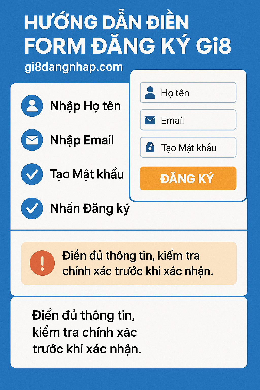 Form đăng ký tài khoản Gi8 với các lưu ý chi tiết