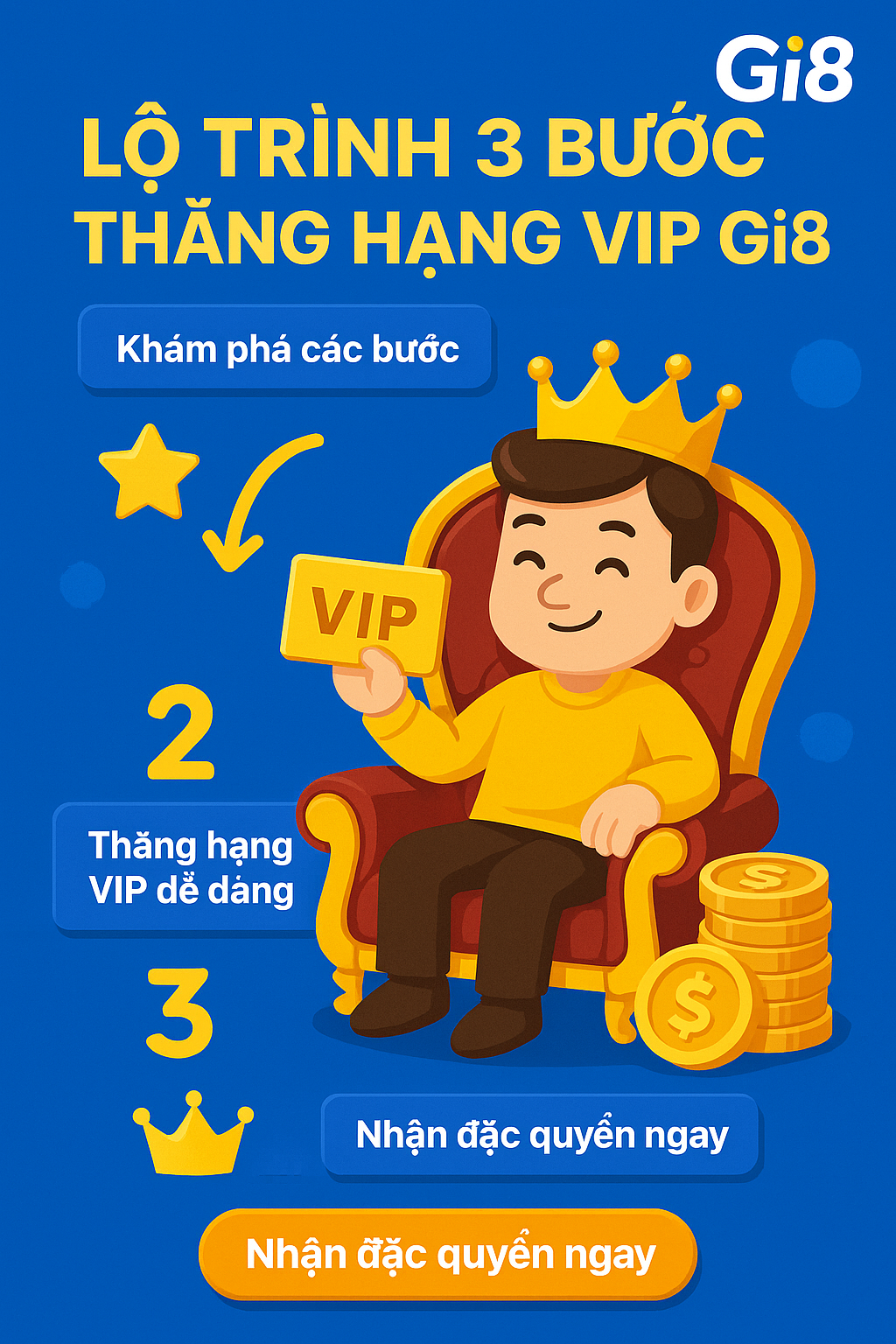 Lộ trình 3 bước thăng hạng VIP Gi8 Lộ trình 3 bước để thăng hạng VIP tại nhà cái Gi8