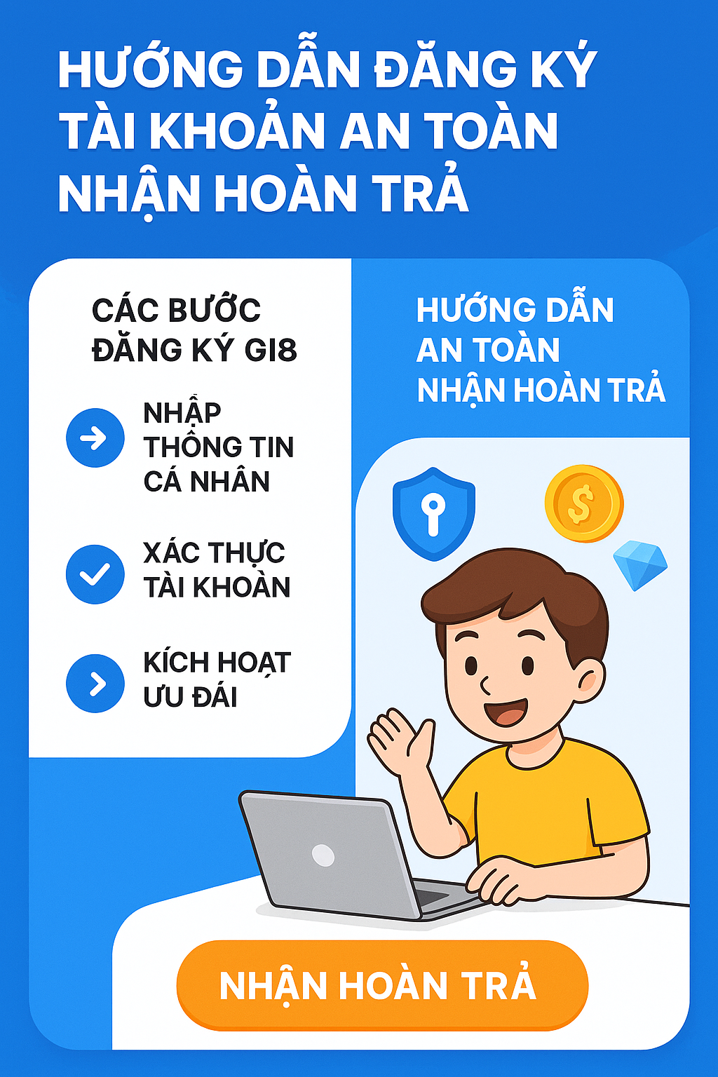 Các bước đăng ký Gi8 Hướng dẫn đăng ký tài khoản Gi8 an toàn để nhận hoàn trả