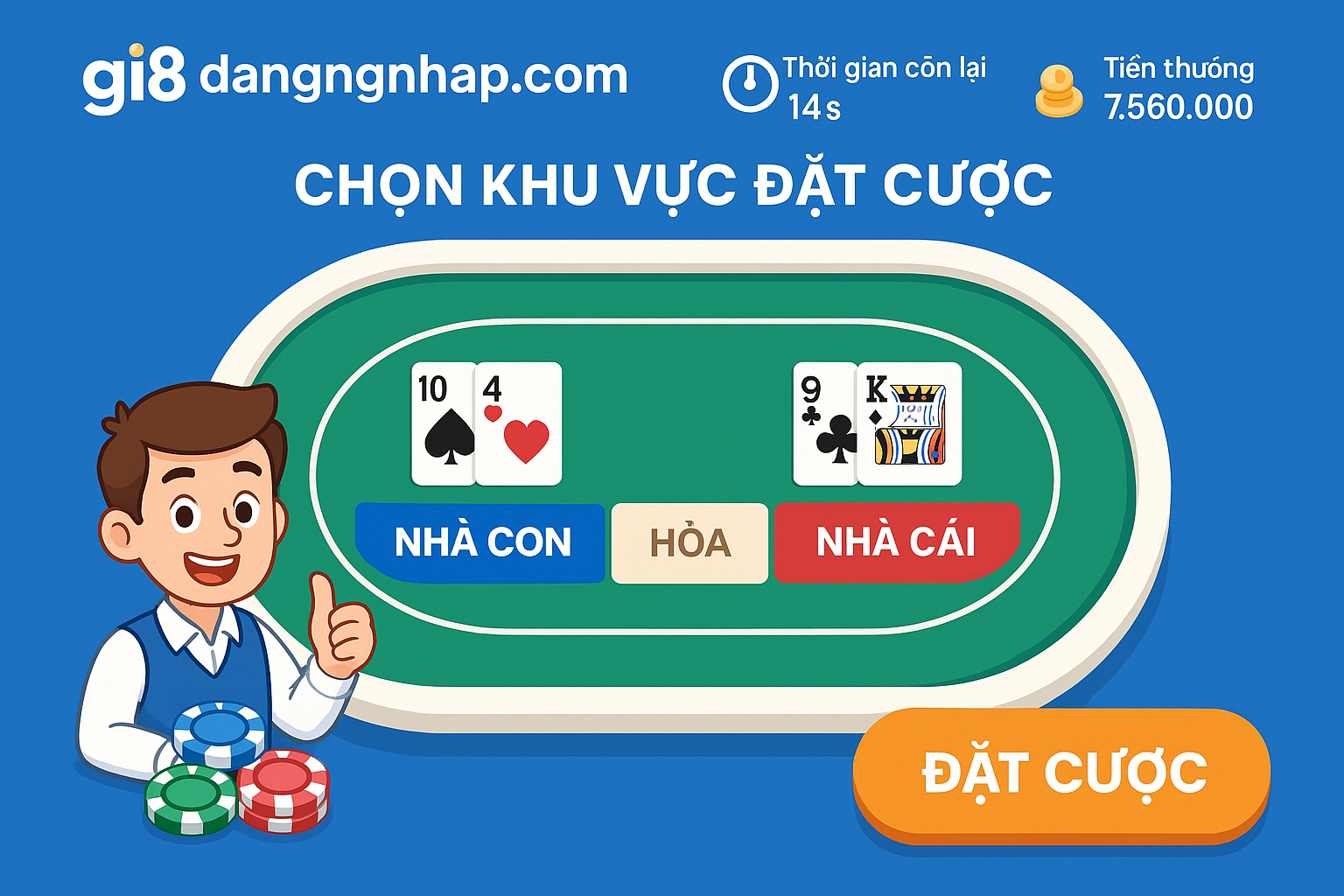 Giao Diện Bàn Cược Baccarat Gi8 Giao diện một bàn chơi Baccarat trực tuyến tại casino Gi8.
