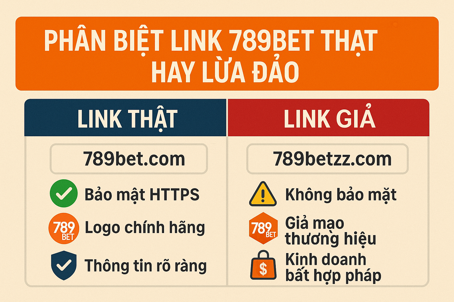 Phân biệt link 789BET thật và link lừa đảo Sơ đồ ma trận các loại link 789BET thật và giả