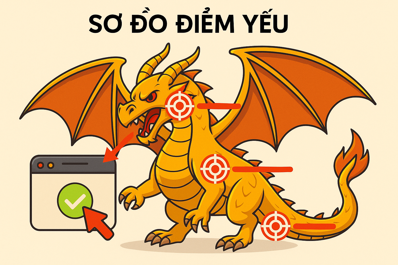 Sơ đồ điểm yếu Boss Rồng Vàng tại TK88 Minh họa điểm yếu và vũ khí khắc chế Boss Rồng Vàng tại game bắn cá TK88