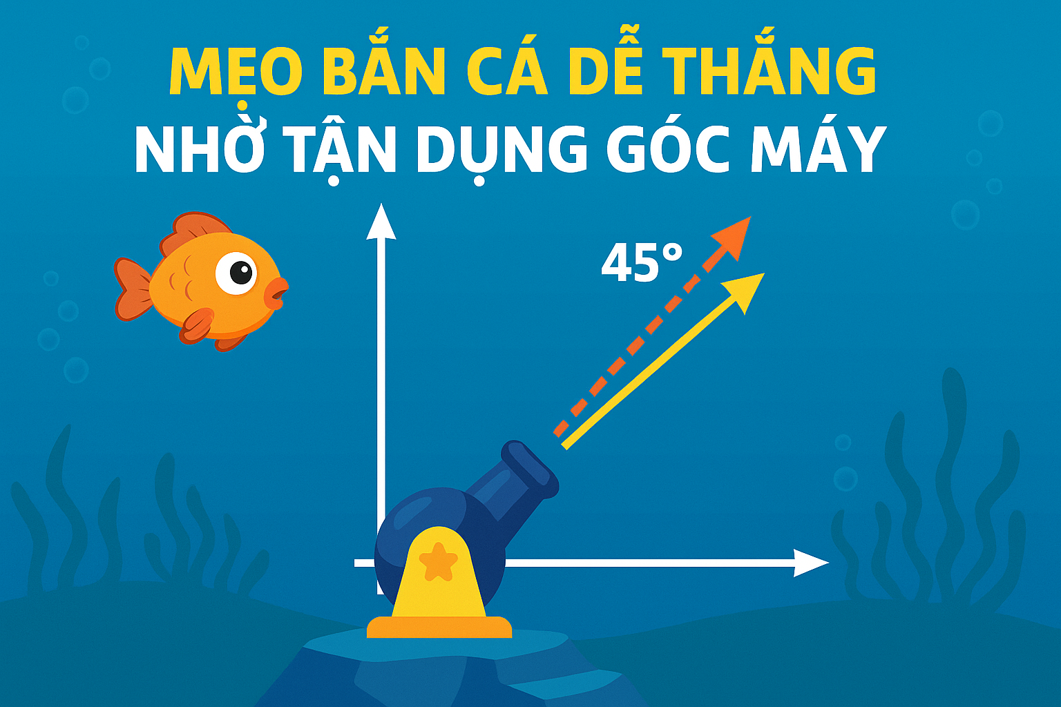 Hướng dẫn tận dụng góc máy để bắn cá ria tại TK88, khoanh tròn các mục tiêu tiềm năng.