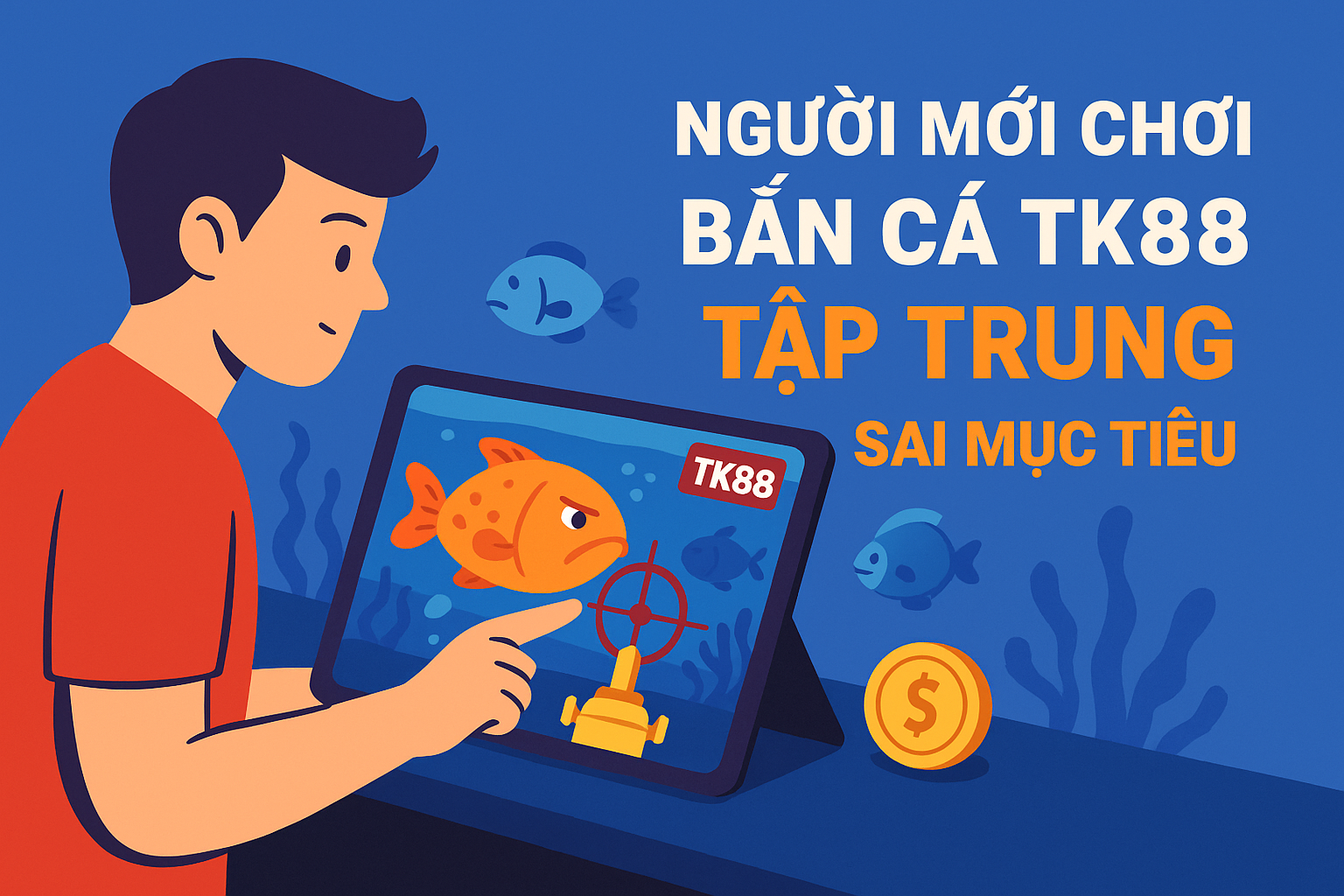 Người chơi bắn cá thua lỗ vì chỉ tập trung vào cá lớn, biểu hiện sự chán nản.