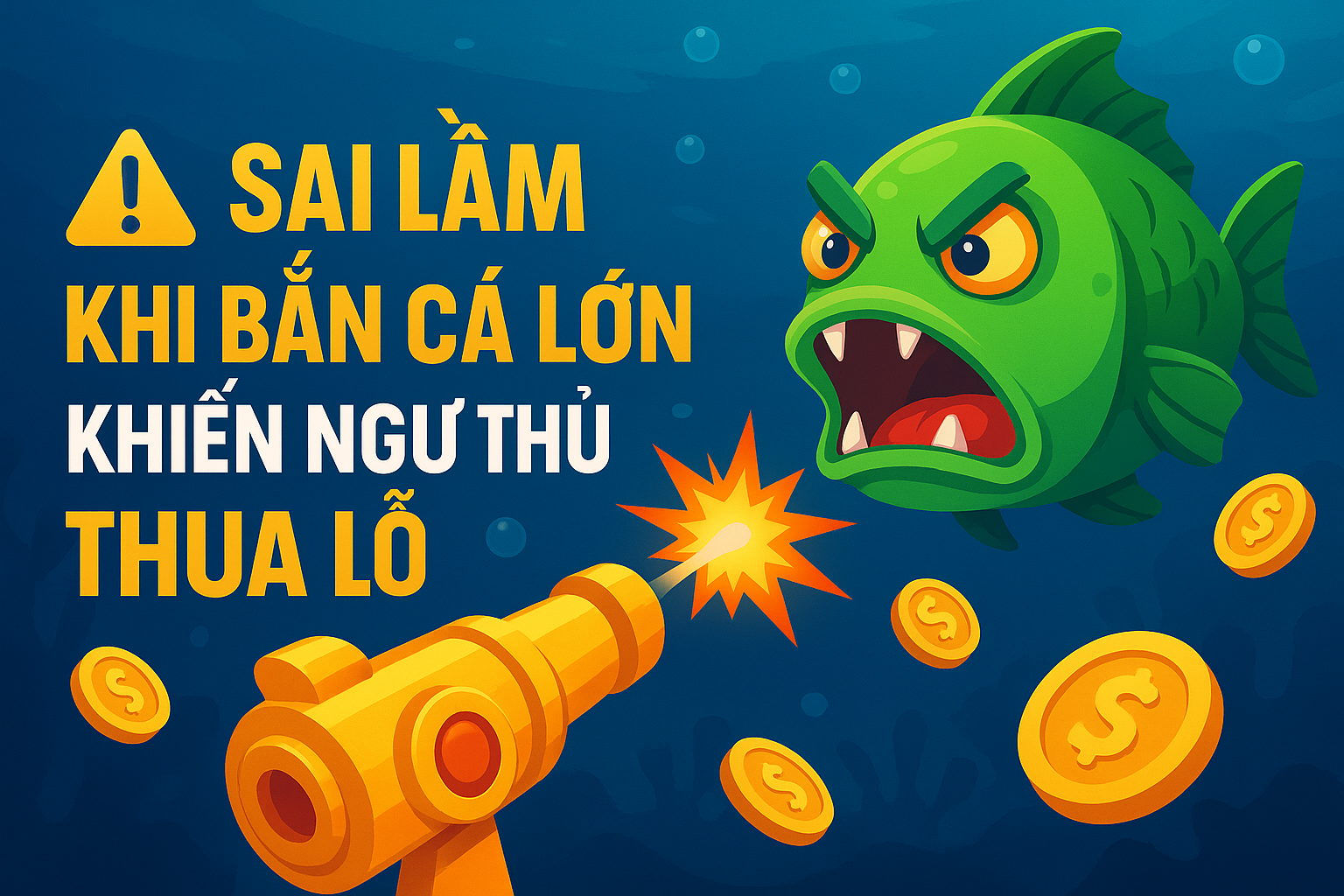 Sai Lầm Khi Bắn Cá Lớn Khiến Ngư Thủ Thua Lỗ Một người chơi bắn cá thua lỗ do áp dụng sai cách bắn cá lớn