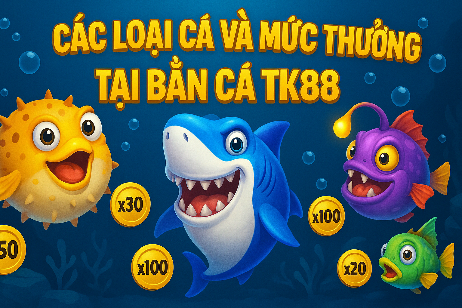 Bảng phân loại các loại cá và mức thưởng trong game bắn cá TK88