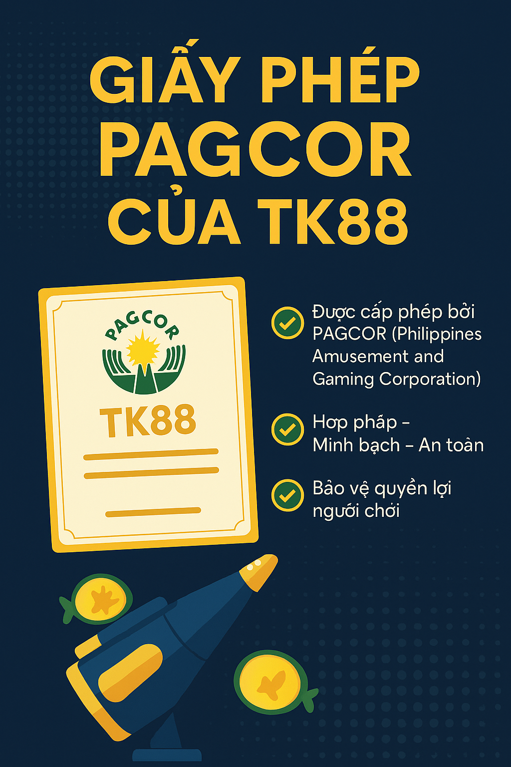 Giấy phép PAGCOR của TK88 Giấy phép hoạt động PAGCOR của nhà cái TK88 - Bằng chứng cho game bắn cá uy tín