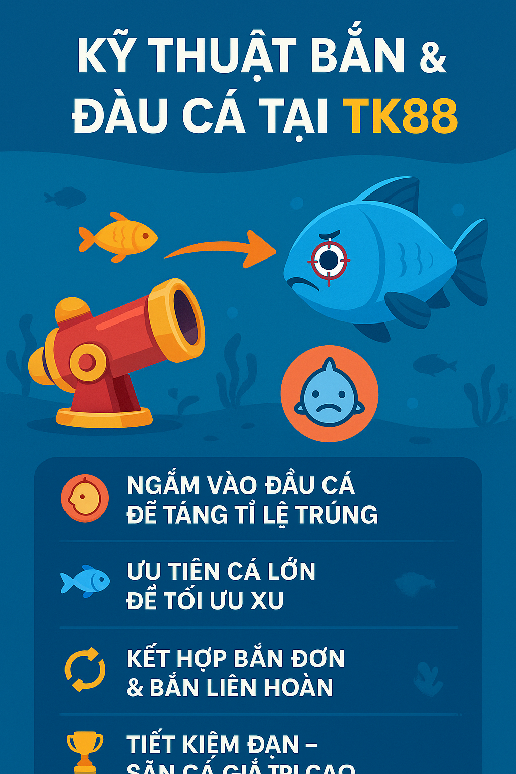 Hình ảnh một con cá lớn trong game với vòng tròn đỏ khoanh vào phần đầu