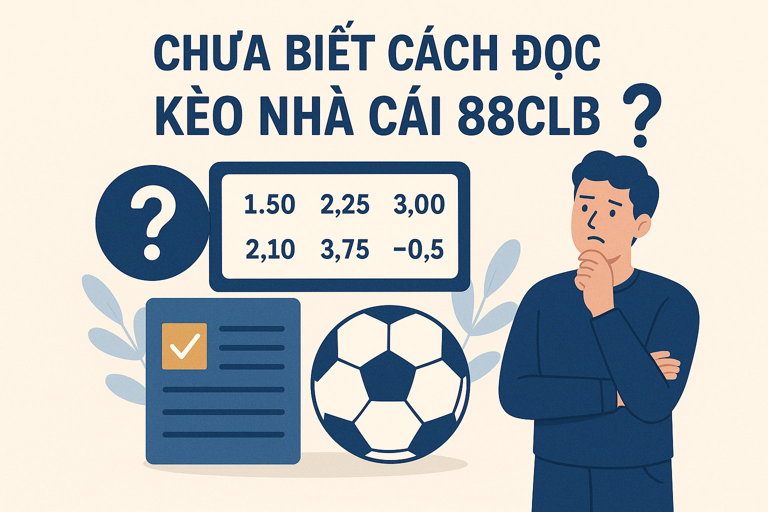 Một người chơi đang suy tư trước bảng kèo nhà cái 88CLB