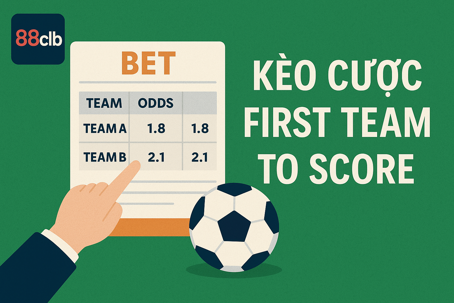 Giao diện kèo cược đội ghi bàn trước trên trang cá cược