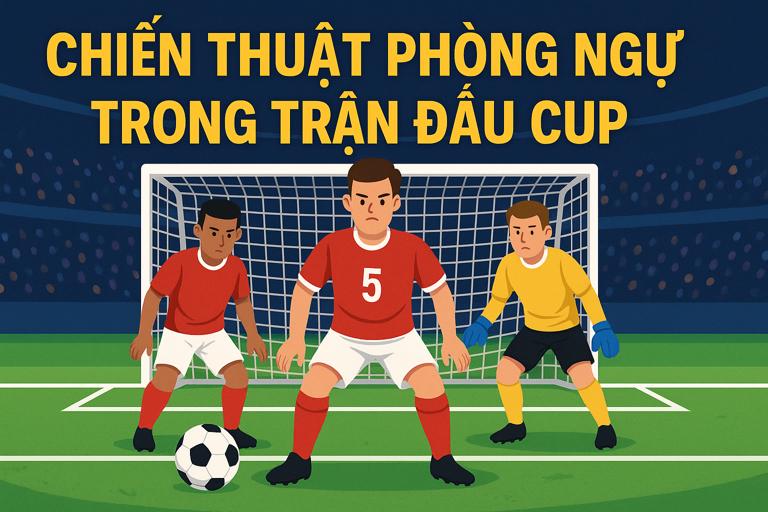 Một đội bóng đang triển khai chiến thuật phòng ngự tử thủ (parking the bus) trong một trận đấu cúp.