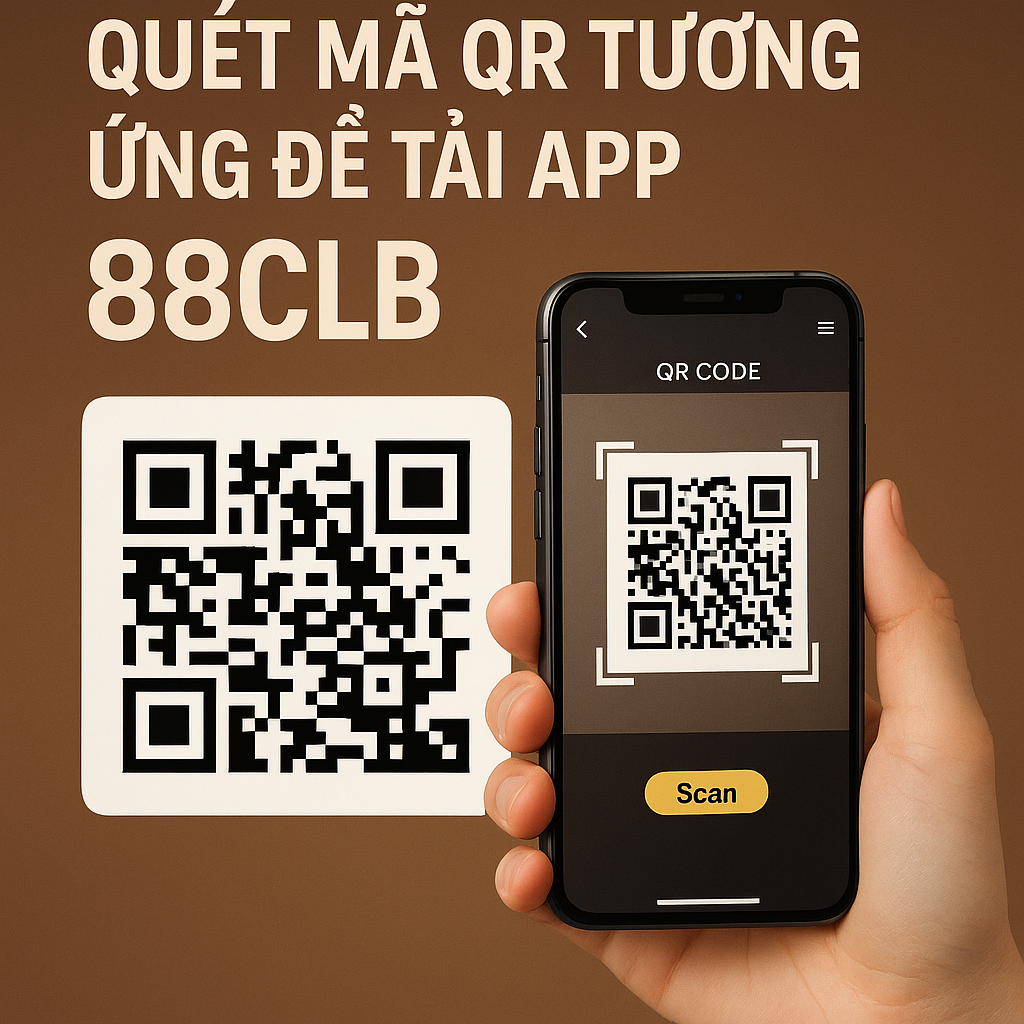 Tải ứng dụng 88CLB chính thức Giao diện tải app 88CLB với mã QR cho Android và iOS