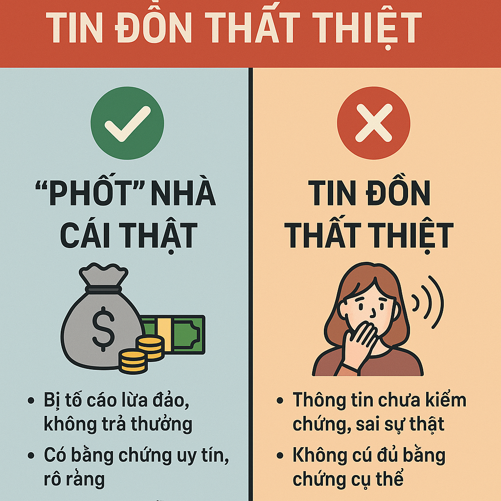 Sơ đồ phân biệt phốt nhà cái thật và tin đồn thất thiệt
