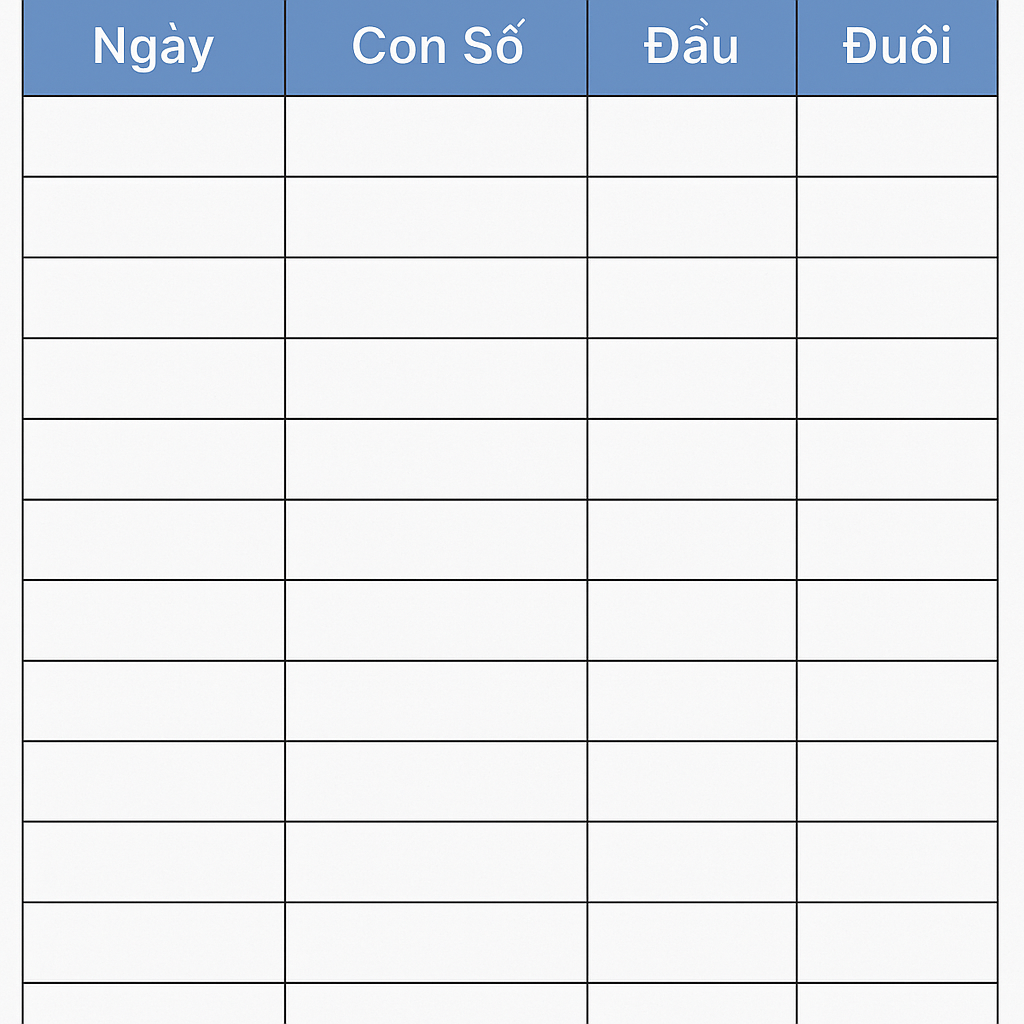 Bảng excel mẫu theo dõi cầu bạc nhớ lô tô online