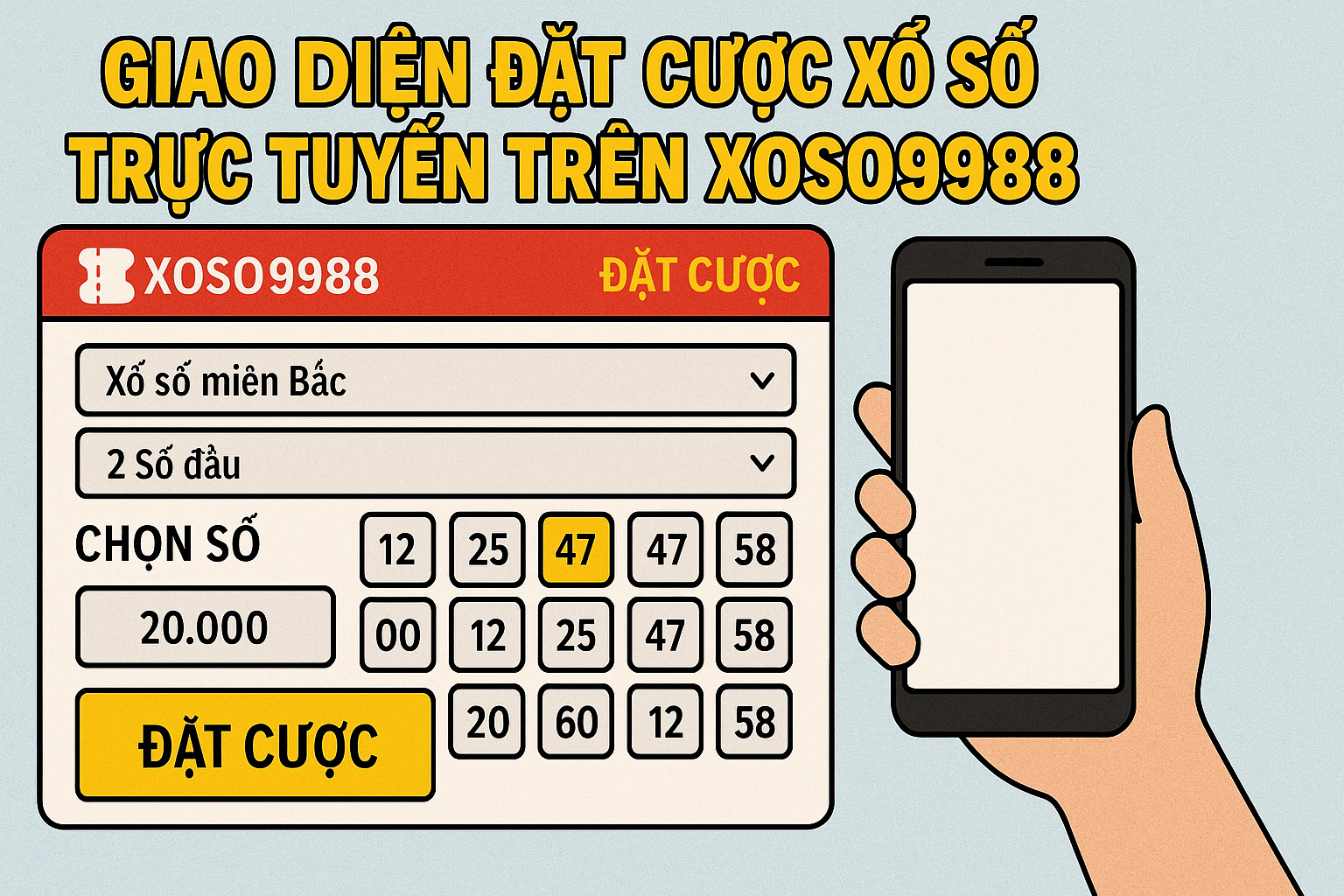 Đặt cược xổ số online tại XOSO9988 Giao diện đặt cược xổ số trực tuyến trên XOSO9988