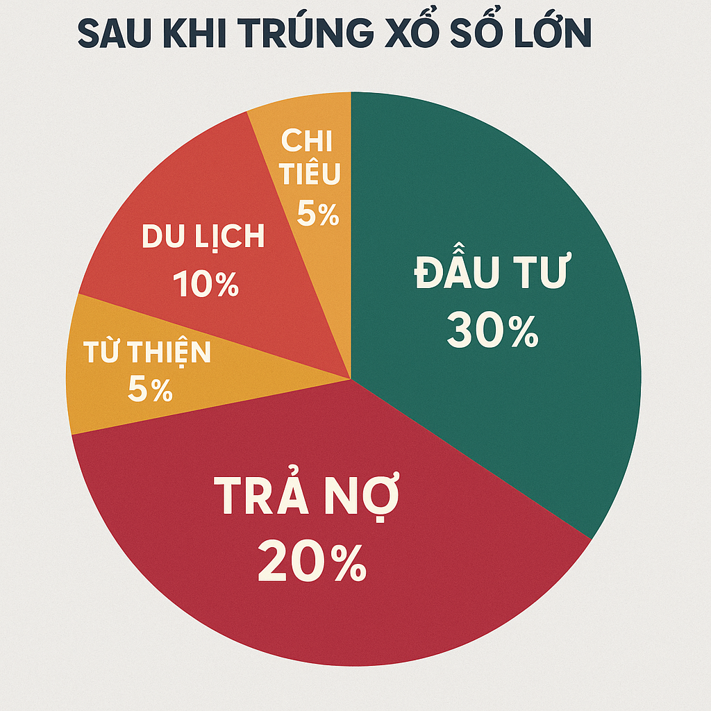 Cách phân bổ ngân sách chi tiêu khi trúng xổ số Biểu đồ phân bổ ngân sách mẫu sau khi trúng xổ số lớn