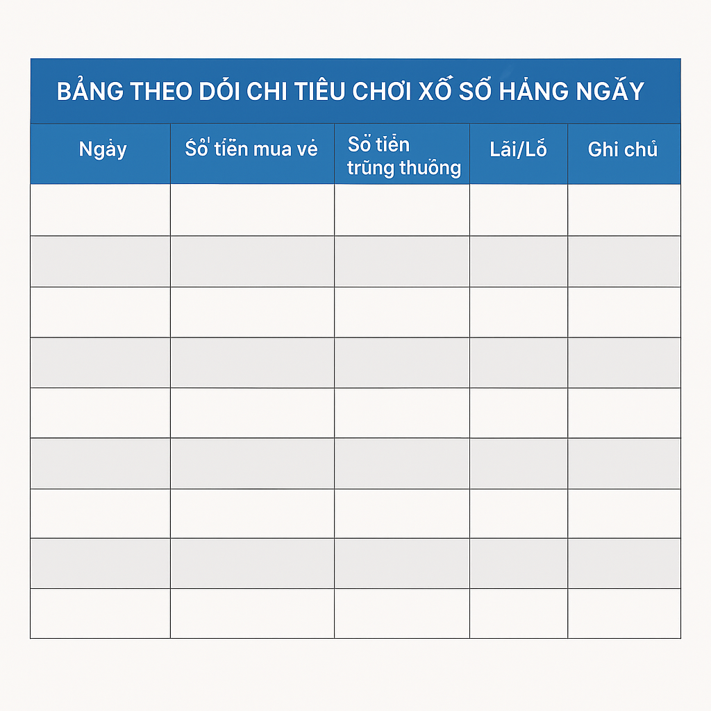 Theo dõi chi tiêu xổ số bằng Excel Bảng excel mẫu theo dõi chi tiêu chơi xổ số hàng ngày