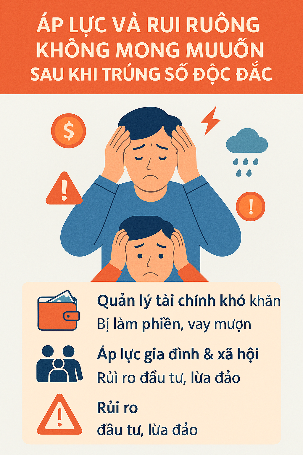 Áp lực và rủi ro không mong muốn sau khi trúng số độc đắc.