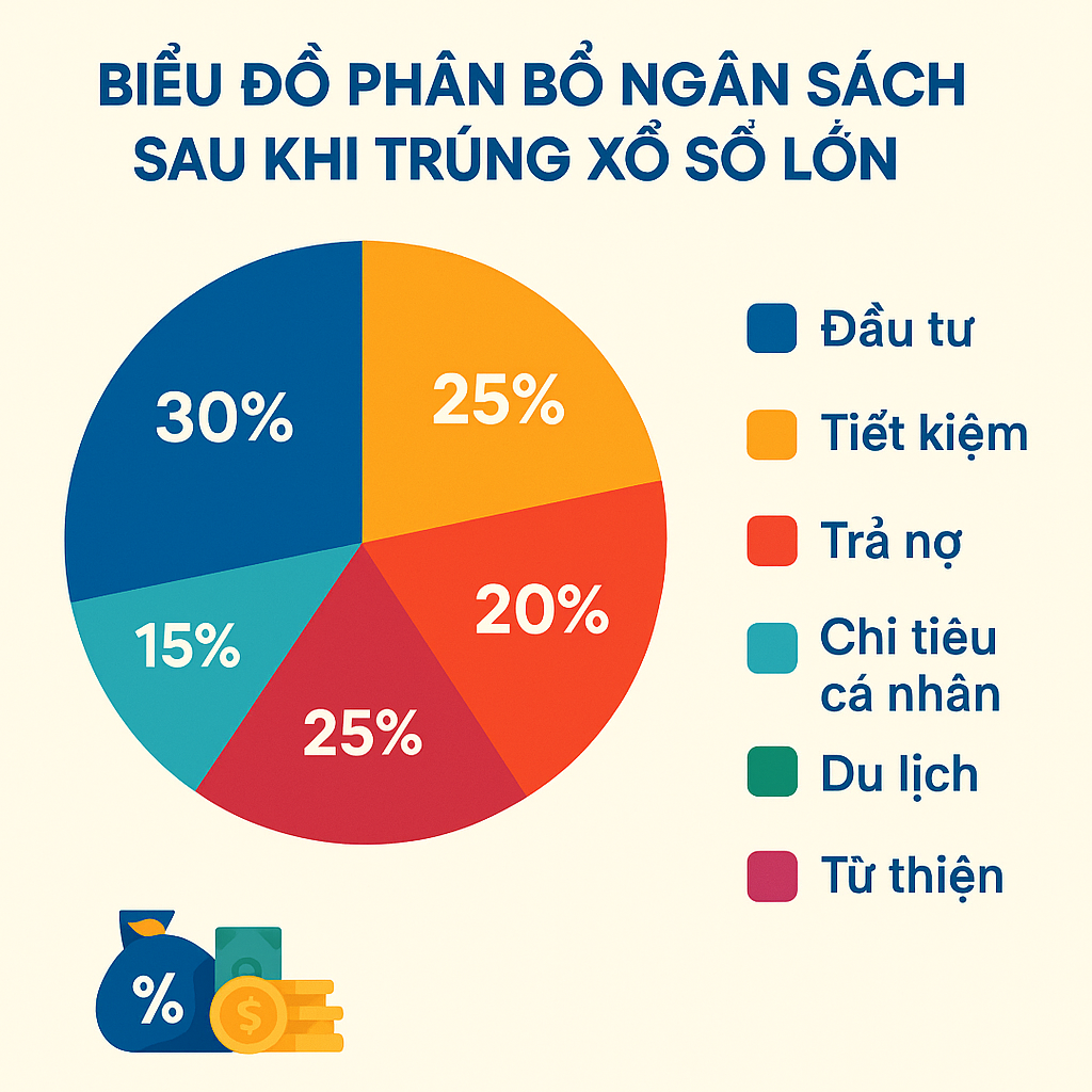 Biểu đồ phân bổ ngân sách mẫu sau khi trúng xổ số lớn