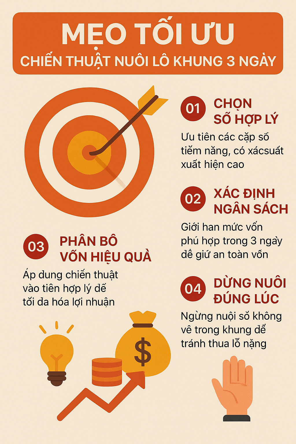 Infographic các mẹo tối ưu chiến thuật nuôi lô khung 3 ngày