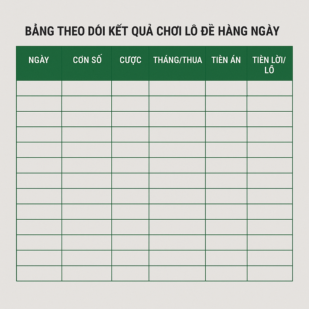 Mẫu file Excel theo dõi kết quả chơi lô đề hàng ngày