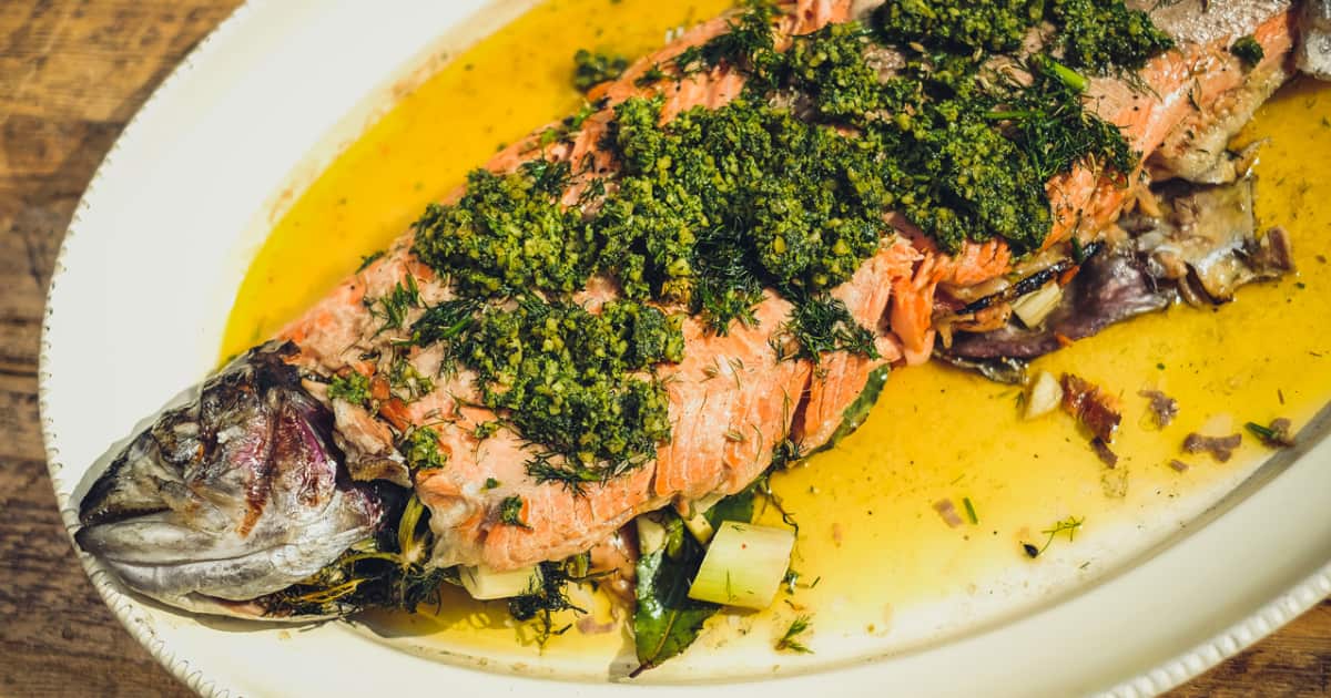 Recette de truite au bbq, fenouil et jus de pamplemousse Zeste