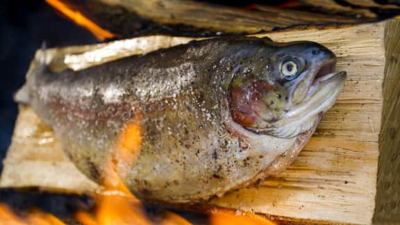 Recette De Truite Canadienne Grillee Sur Buche Zeste