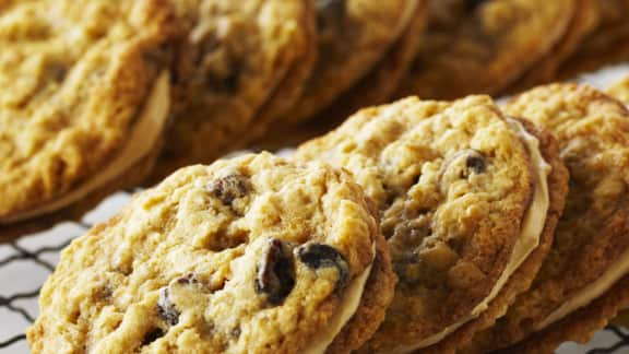 biscuits-sandwichs à l'avoine et aux raisins