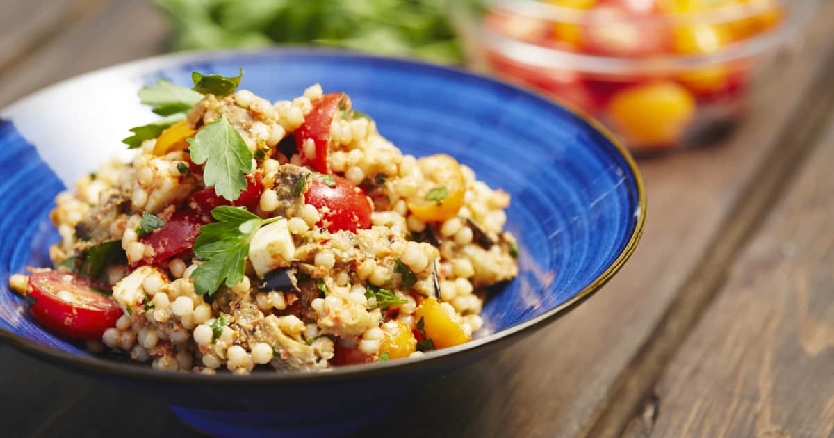 Recette de salade de couscous israélien Zeste