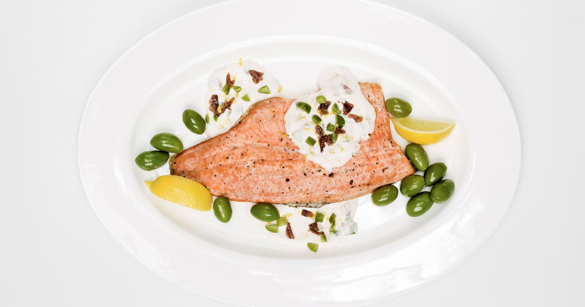 Filets de truite, sauce citronnée aux olives Zeste