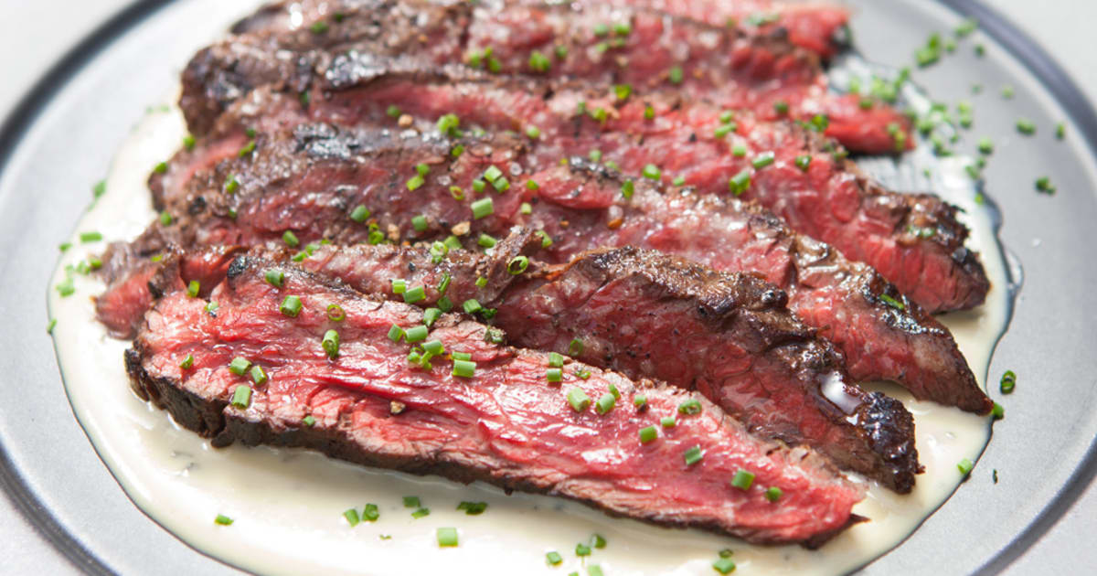 Recette Onglet : Recette: Onglet De Boeuf à La Moutarde Et Sauce Au Roquefort