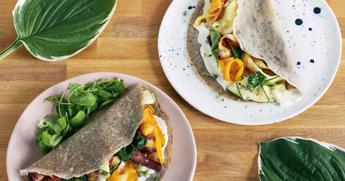 Recette: Crêpes salées aux légumes, sauce au gruyère | Glouton